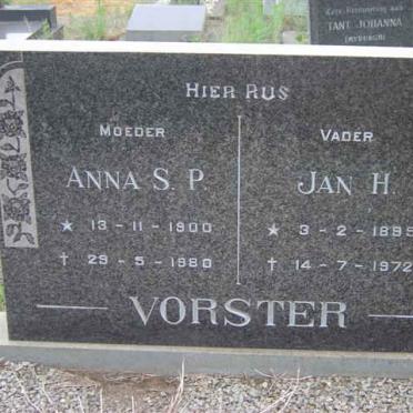 VORSTER Jan H. 1895-1972 &amp; Anna S.P. 1900-1980