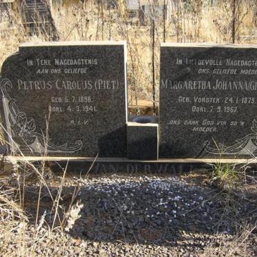 WALT Petrus Carolus, van der 1896-1941 &amp; Margaretha Johanna VORSTER 1875-1967