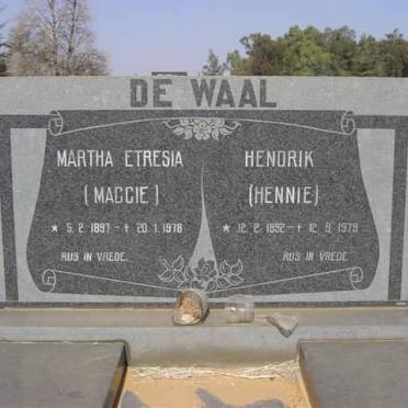 WAAL Hendrik, de 1892-1979 &amp; Martha Etresia 1897-1978