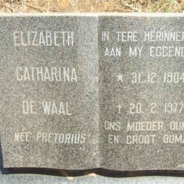 WAAL Elizabeth Catharina, de nee PRETORIUS 1904-1977
