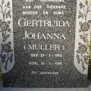 WESTHUIZEN Gertruida Johanna. van der nee MULLER 1905-1999