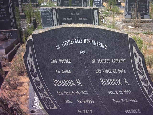 ? Hendrik A. 1897-1965 &amp; Johanna M. NEL 1901-1995