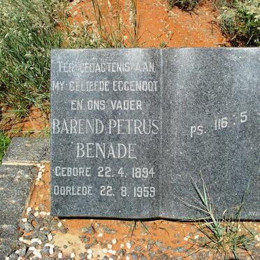 BENADE Barend Petrus 1894-1959