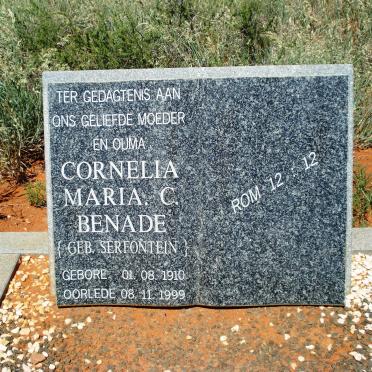 BENADE Cornelia Maria C. nee SERFONTEIN 1910-1999