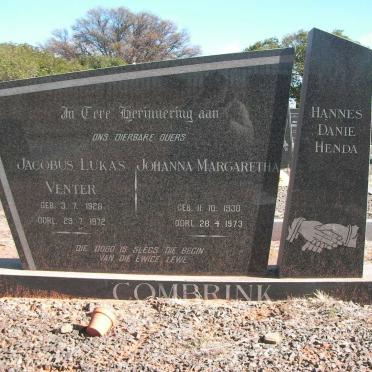 COMBRINK Jacobus Lukas Venter 1928-1972 &amp; Johanna Margaretha 1930-1973