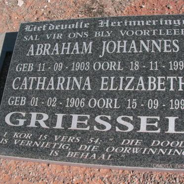 GRIESSEL Abraham Johannes 1903-1994 &amp; Catharina Elizabeth 1906-1990