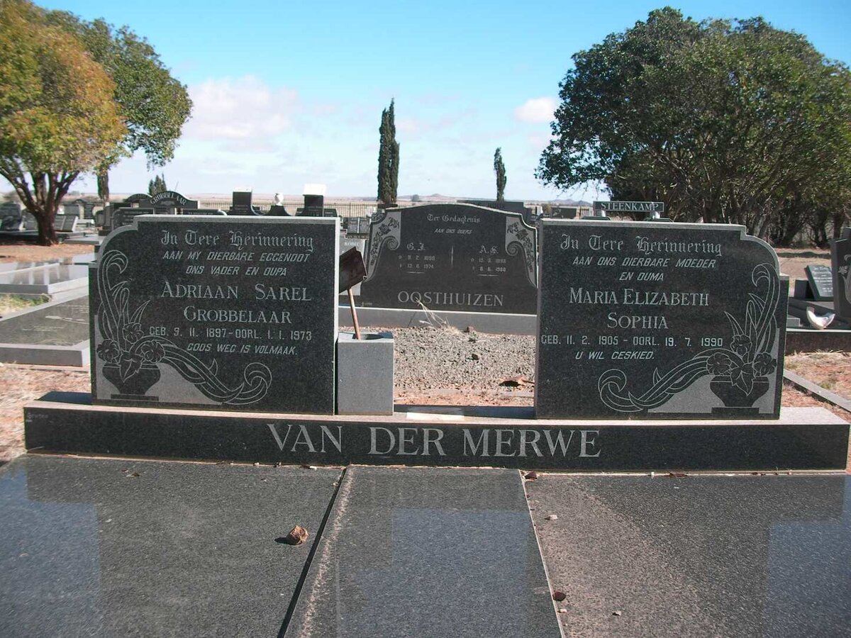 MERWE Adriaan Sarel Grobbelaar, van der 1897-1973 &amp; Maria Elizabeth Sophia 1905-1990