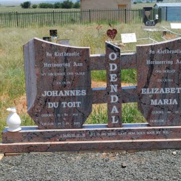ODENDAL Johannes du Toit 1933-2003 &amp; Elizabeth Maria 1935-