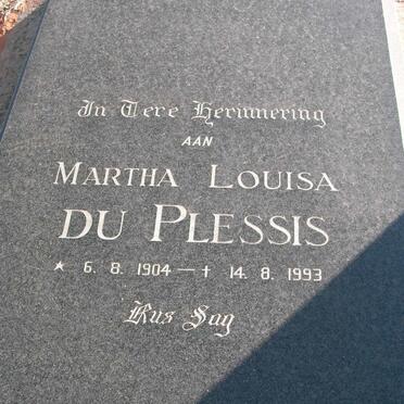 PLESSIS Martha Louisa, du 1904-1993
