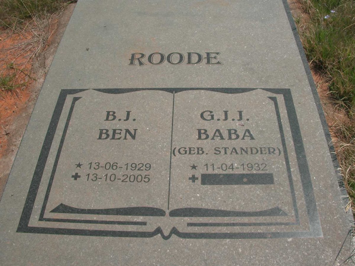 ROODE B.J. 1929-2005 &amp; G.J.J. STANDER 1932-