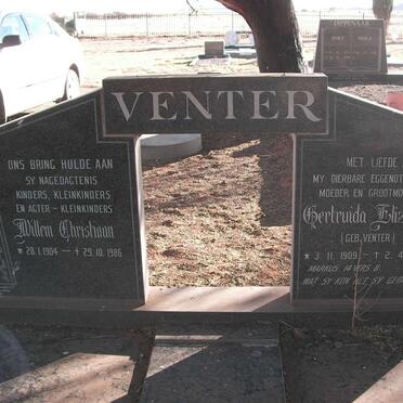 VENTER Willem Christiaan 1904-1986 &amp; Gertruida Elizabeth VENTER 1909-1983