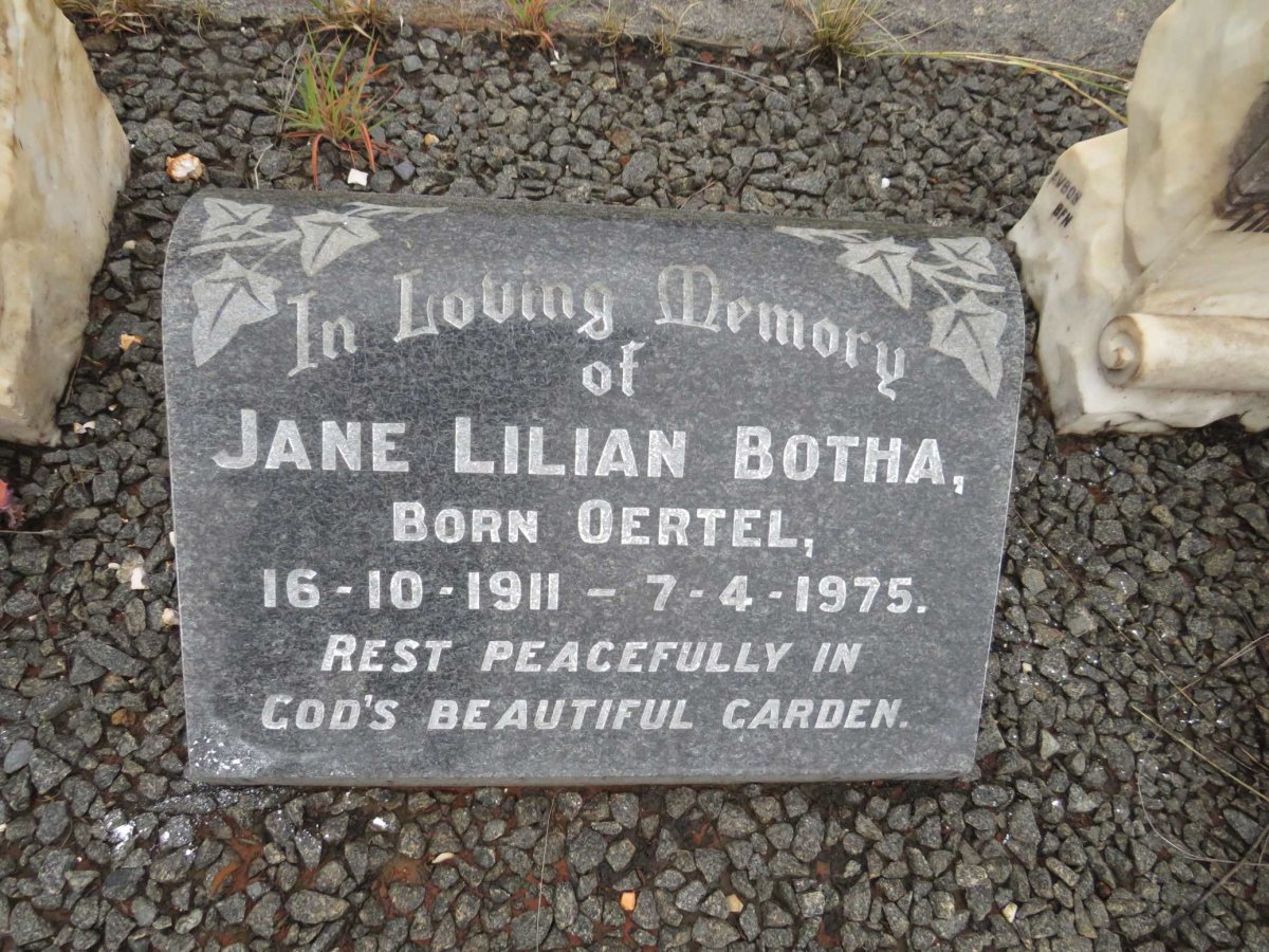 BOTHA Jane Lilian nee OERTEL 1911-1975