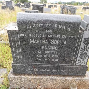 HENNING Martha Sophia nee COETZEE 1885-1958