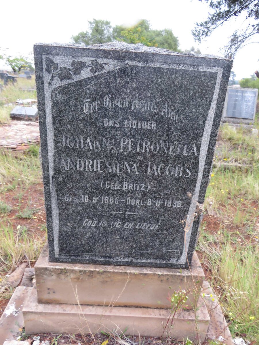 JACOBS Johanna Petronella Andriesiena nee BRITZ 1865-1936