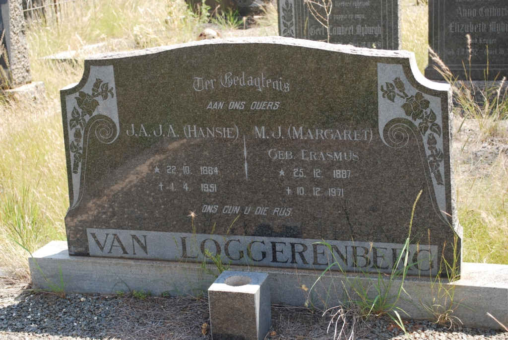 LOGGERENBERG J.A.J.A., van 1884-1951 &amp; M.J. ERASMUS 1887-1971