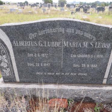 LUBBE Albertus G. 1877-1947 &amp; Maria M.S. JACOBS 1876-1952