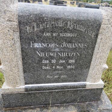 NIEUWENHUIZEN Francois Johannes 1916-1950