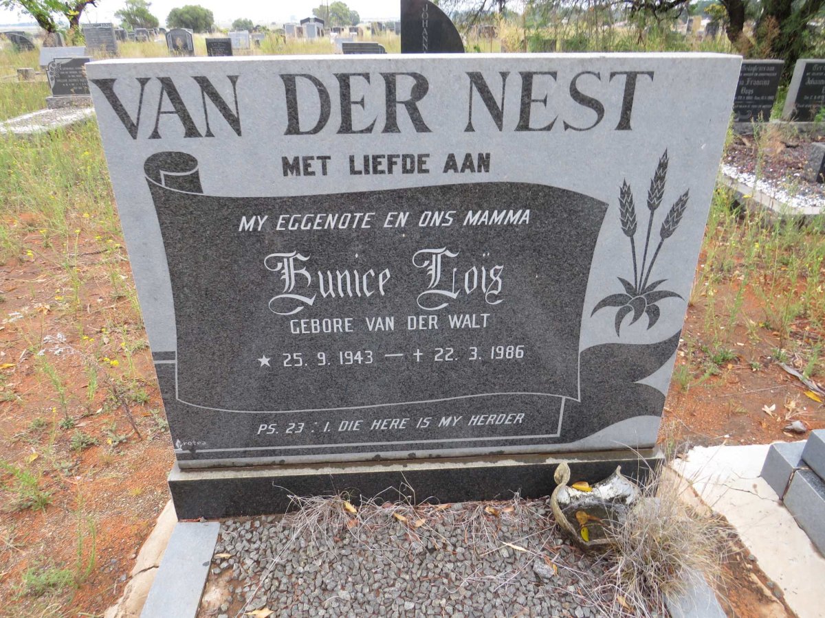 NEST Eunice Lois, van der nee VAN DER WALT 1943-1986