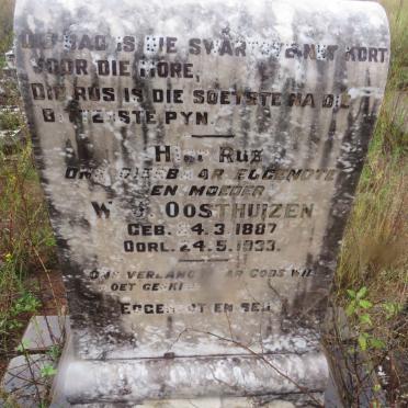 OOSTHUIZEN W.J. 1887-1933