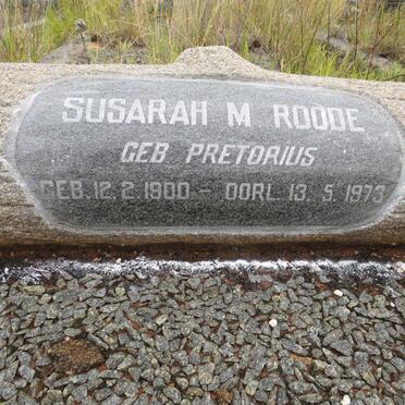 ROODE Susarah M. nee PRETORIUS 1900-1973