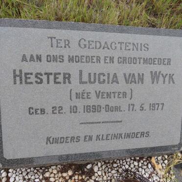 WYK Hester Lucia, van nee VENTER 1890-1977