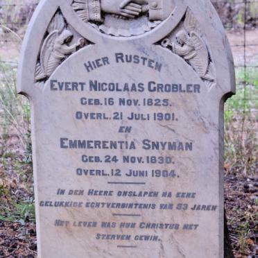 GROBLER Evert Nicolaas 1825-1901 &amp;  Emmerentia SNYMAN 1830-1904