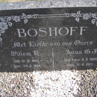 BOSHOFF Willem H. 1885-1924 &amp; Anna G.J. KALP 1890-1963