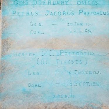 PRETORIUS Petrus Jacobus 1846-1931 &amp; Hester S.C. DU PLESSIS 1848-1894