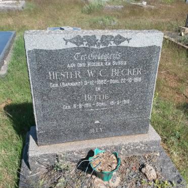 BECKER Hester W.C. nee BARNARD 1882-1918 :: BECKER Bettie 1911-1919