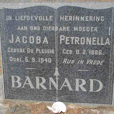 BARNARD Jacoba Petronella nee DU PLESSIS 1886-1940