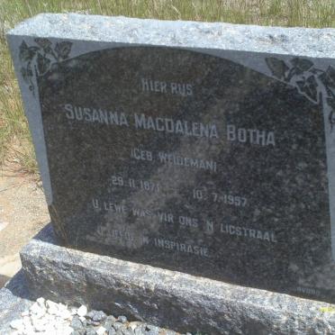 BOTHA Susanna Magdalena nee WEIDEMAN 1871-1957