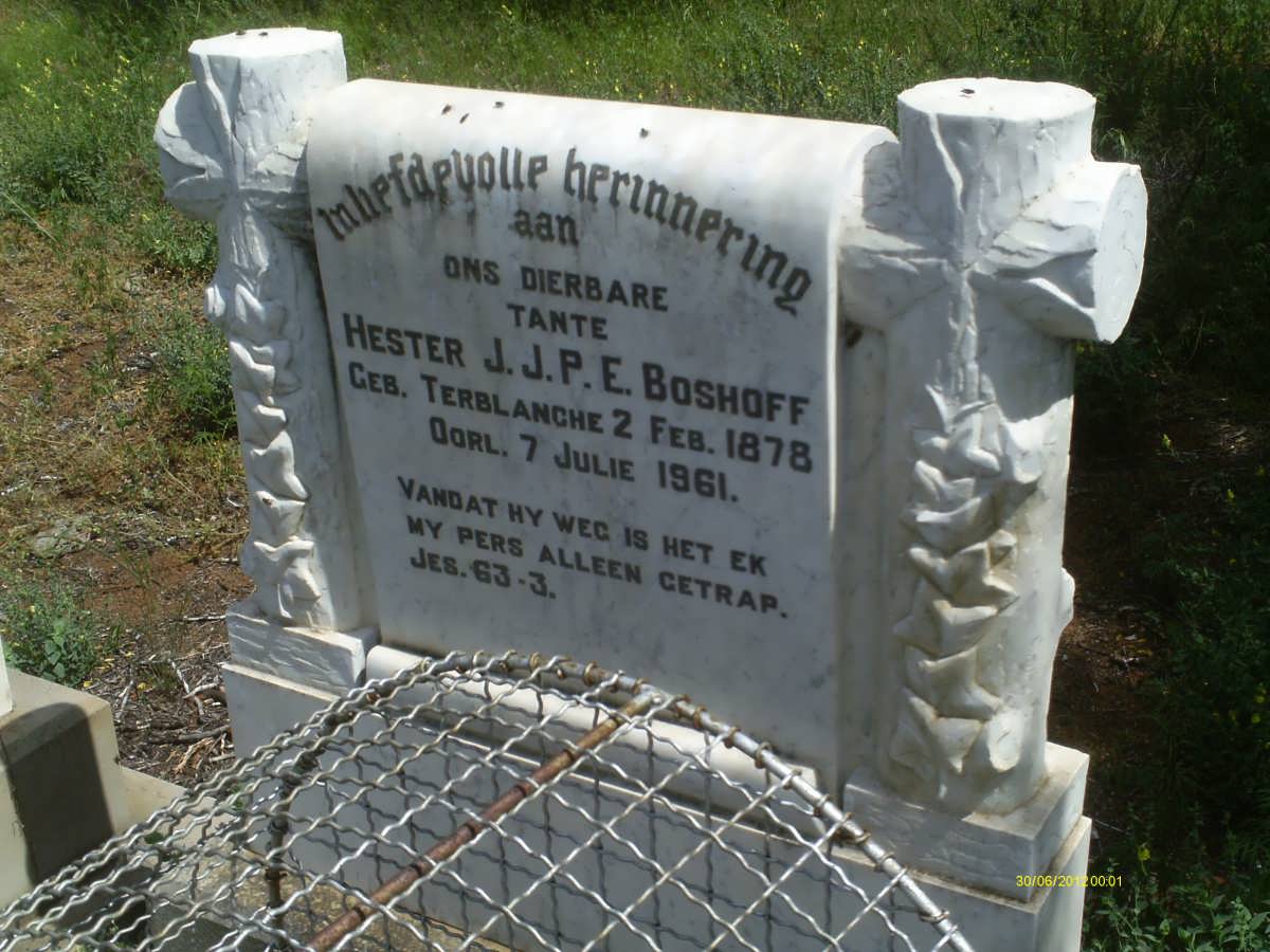 BOSHOFF Hester J.J.P.E. nee TERBLANCHE 1878-1961