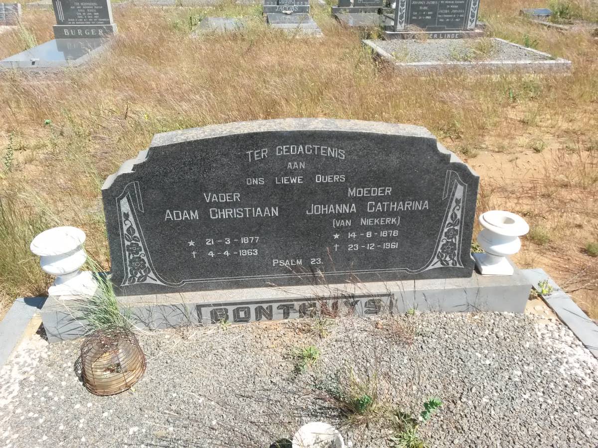 BONTHUYS Adam Christiaan 1877-1963 &amp; Johanna Catharina VAN NIEKERK 1878-1961