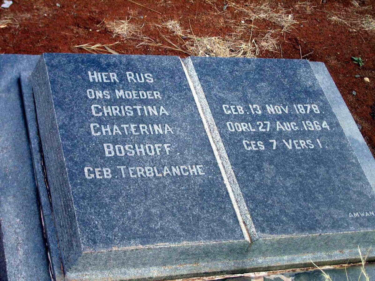 BOSHOFF Christina Chaterina nee TERBLANCHE 1878-1964