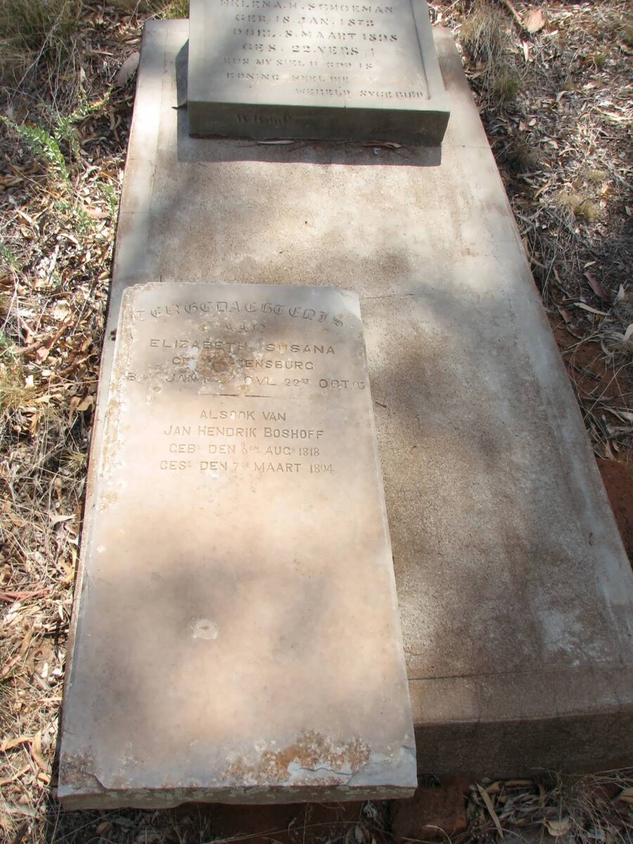 BOSHOFF Jan Hendrik 1818-1894 &amp; Elizabeth Susanna VAN RENSBURG 182? -1893 :: SCHOEMAN Helena H. 1873-1898