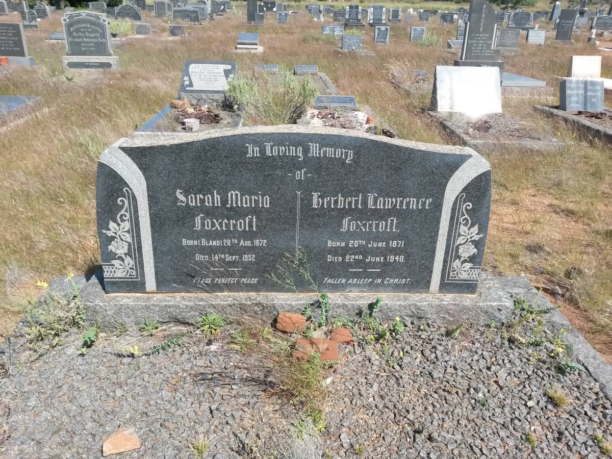 FOXCROFT Herbert Lawrence 1871-1940 &amp; Sarah Maria BLAND 1872-1952