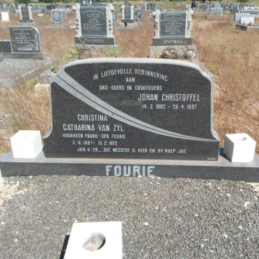 FOURIE Johan Christoffel 1882-1937 :: VAN ZYL Christina Catharina voorheen FOURIE nee FOURIE 1887-1972