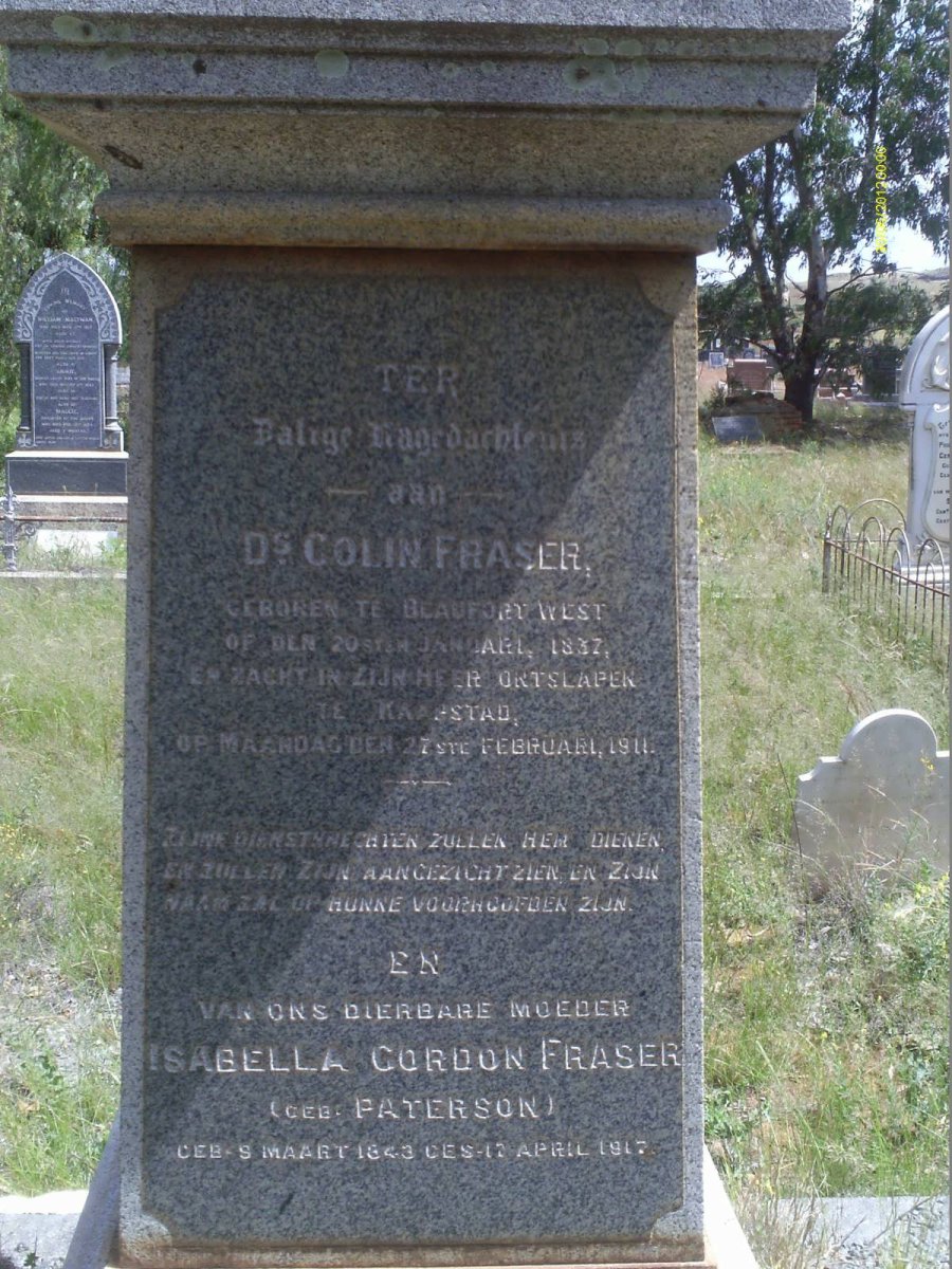 FRASER Colin 1837-1911 &amp; Isabella Gordon PATERSON 1843-1917