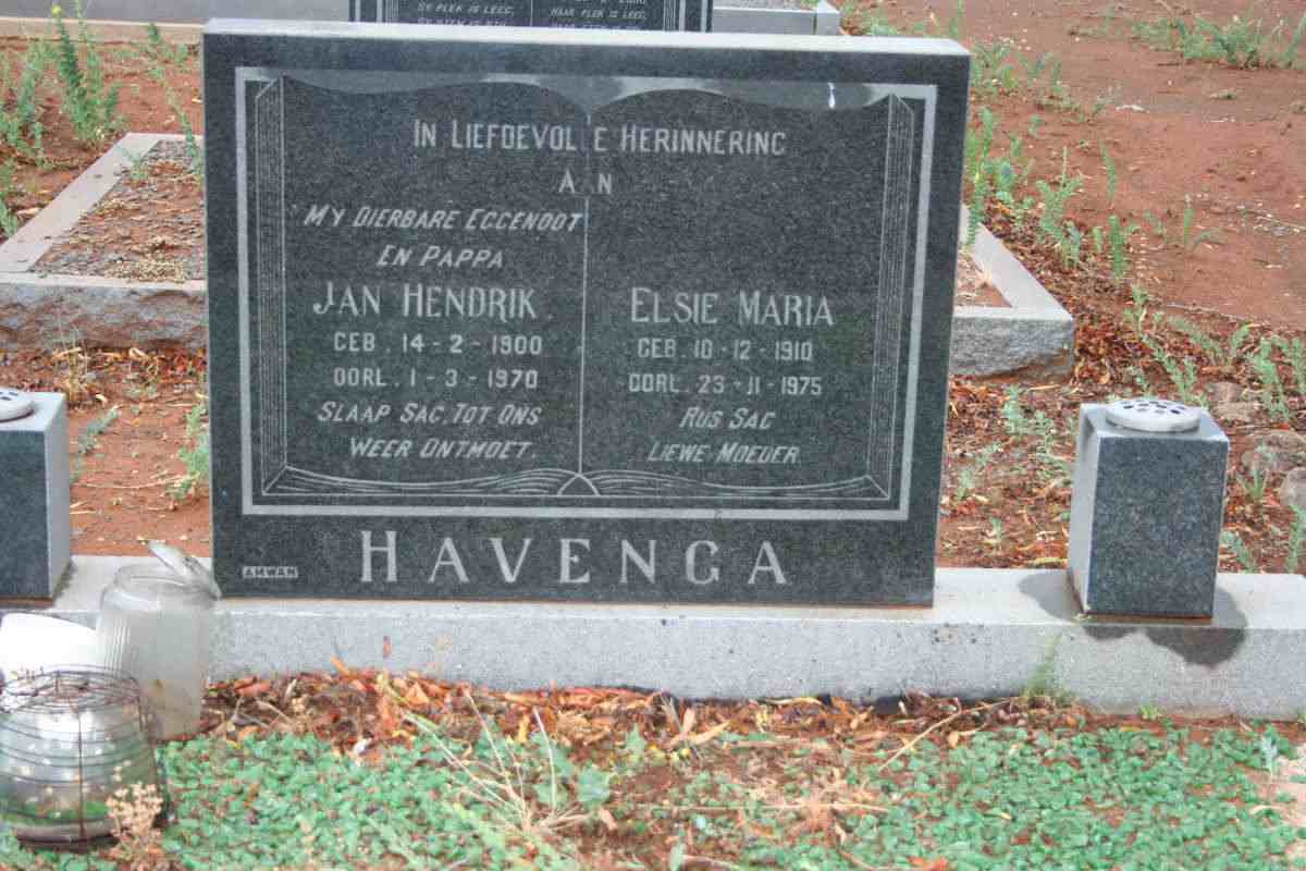 HAVENGA Jan Hendrik 1900-1970 &amp; Elsie Maria 1910-1975
