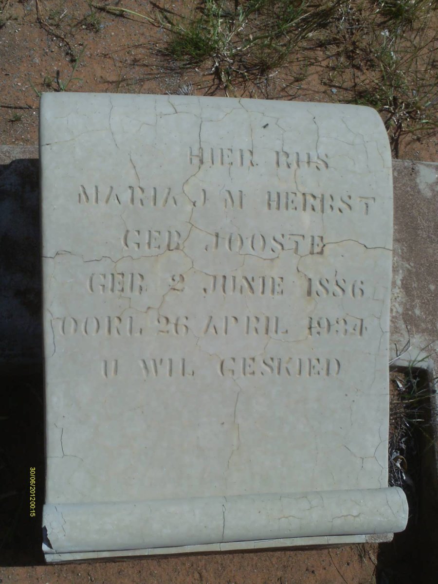 HERBST Maria J.M. nee JOOSTE 1886-1934