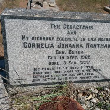 HARTMAN Cornelia Johanna nee BOTHA 1905-1939