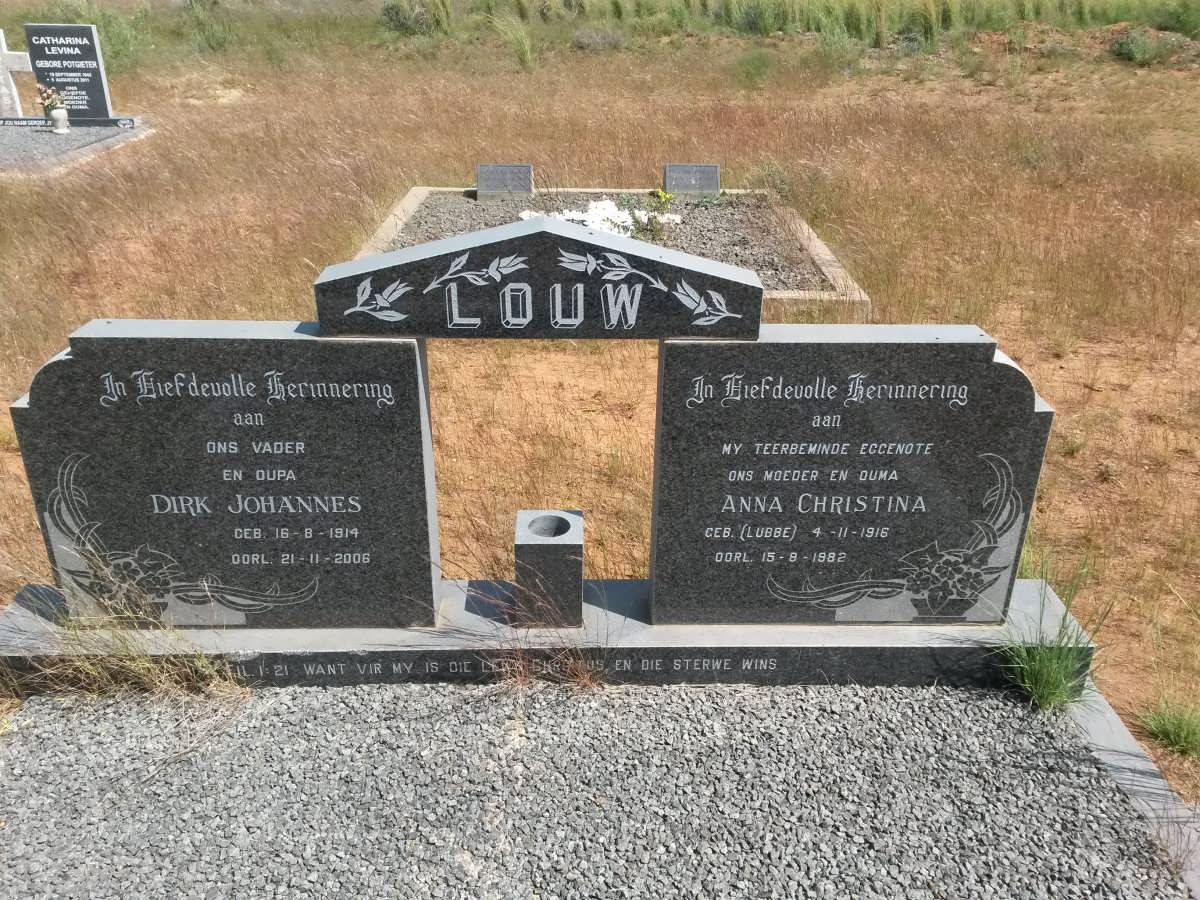 LOUW Dirk Johannes 1914-2006 &amp; Anna Christina LUBBE 1916-1982