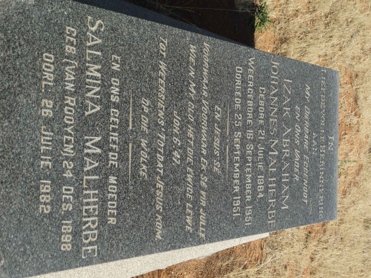 MALHERBE Izak Abraham Johannes 1884-1951 &amp; Salmina VAN ROOYEN 1898-1982