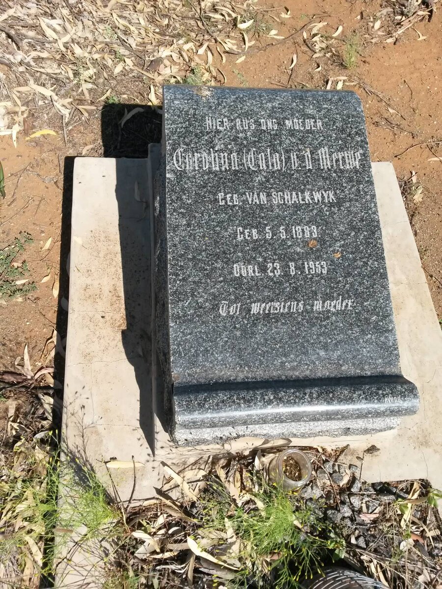 MERWE Carolina, v.d. nee VAN SCHALKWYK 1883-1953