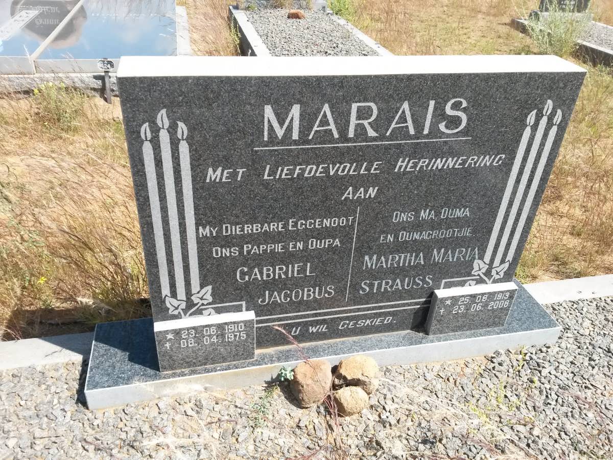 MARAIS Gabriel Jacobus 1910-1975 &amp; Martha Maria STRAUSS 1913-2008