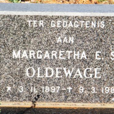 OLDEWAGE Margaretha E.S. 1897-1986