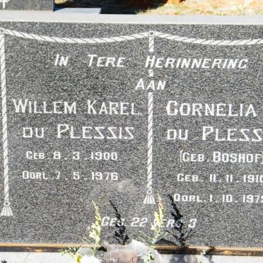 PLESSIS Willem Karel, du 1900-1976 &amp; Cornelia J. BOSHOF 1910-1975