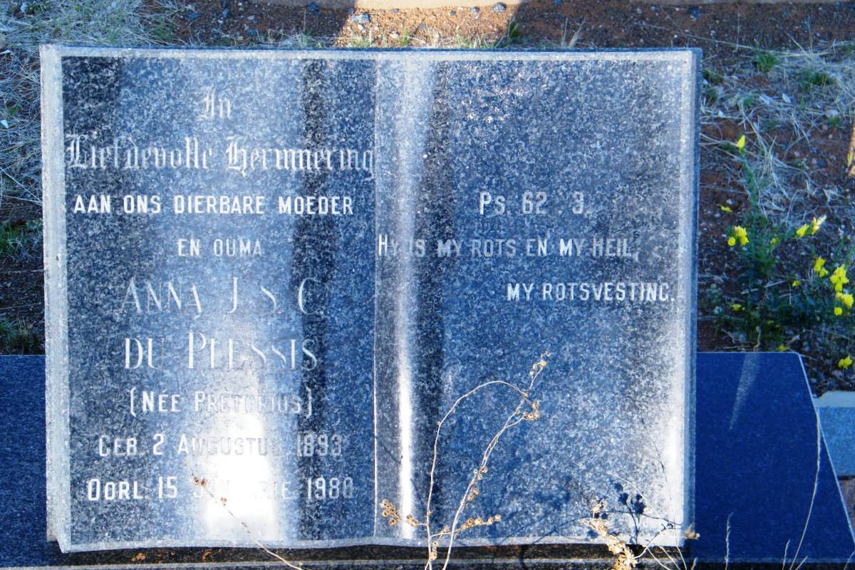 PLESSIS Johannes Christiaan, du -1944 &amp; Anna J.S.C. PRETORIUS 1893-1980