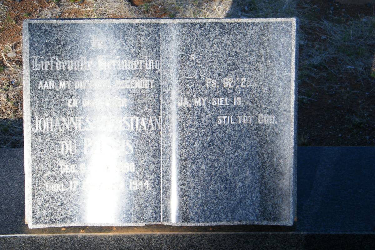 PLESSIS Johannes Christiaan, du -1944 &amp; Anna J.S.C. PRETORIUS 1893-1980