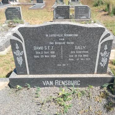 RENSBURG Dawid S.E.J., van 1891-1958 &amp; Sally SCHEEPERS 1902-1971